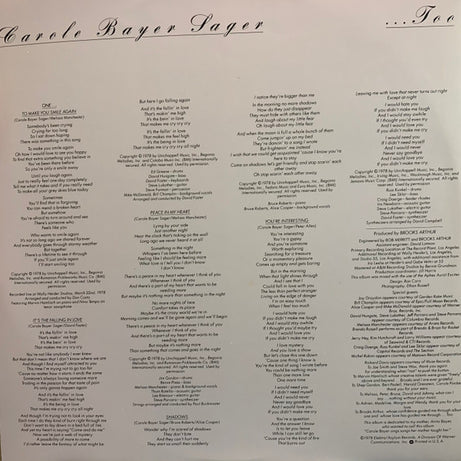 Carole Bayer Sager : ...Too (LP, Album)