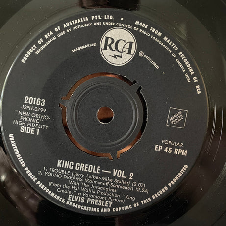 Elvis Presley : King Creole Vol.2 (7", EP)