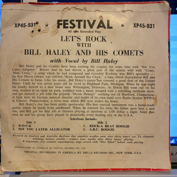 Bill Haley And His Comets : Let's Rock (7", EP, Mono)