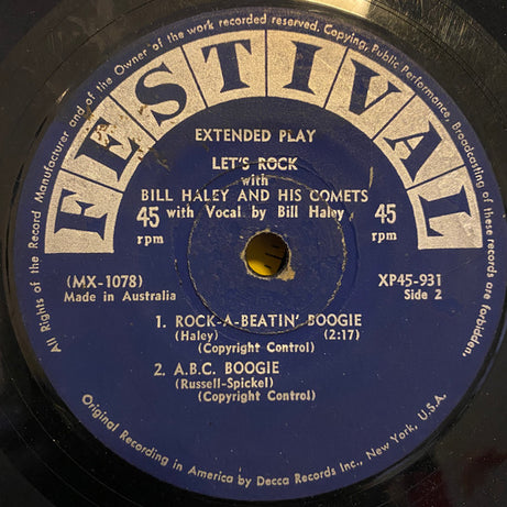 Bill Haley And His Comets : Let's Rock (7", EP, Mono)