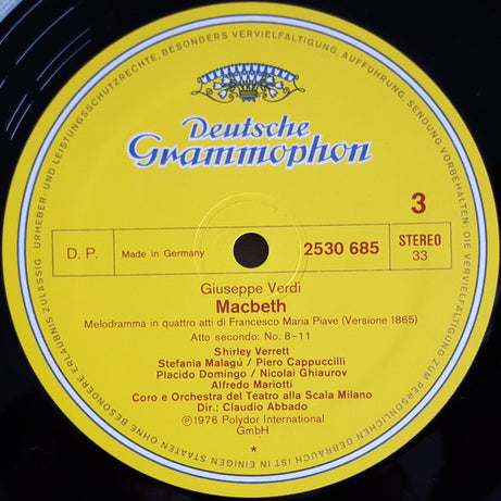 Giuseppe Verdi - Shirley Verrett, Piero Cappuccilli, Placido Domingo, Nicolai Ghiaurov, Coro Del Teatro Alla Scala E Orchestra Del Teatro Alla Scala, Claudio Abbado : Macbeth (3xLP, Album + Box)