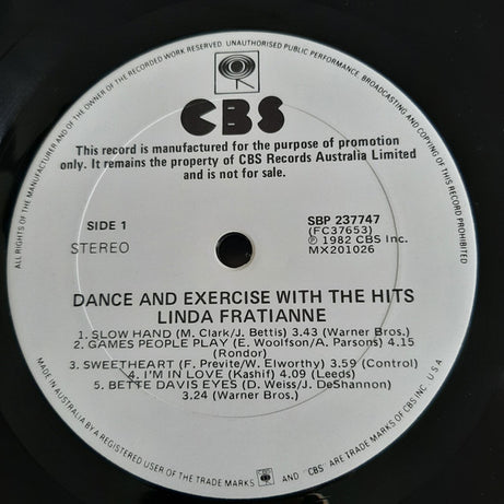Linda Fratianne : Dance & Exercise With The Hits (LP, Album, Promo)