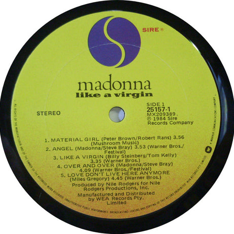 Madonna : Like A Virgin (LP, Album)