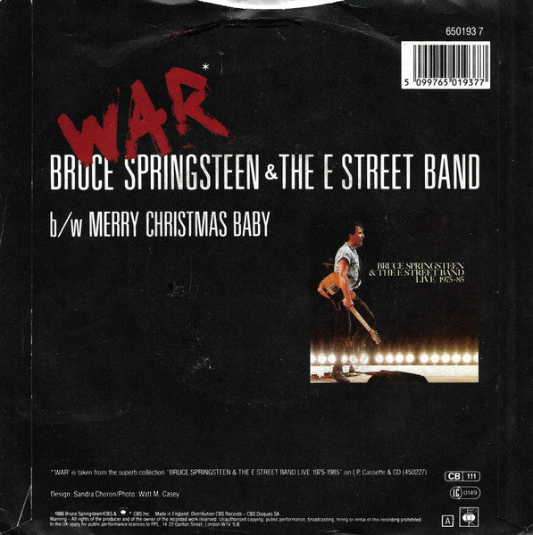 Bruce Springsteen & The E-Street Band : War (7", Single)