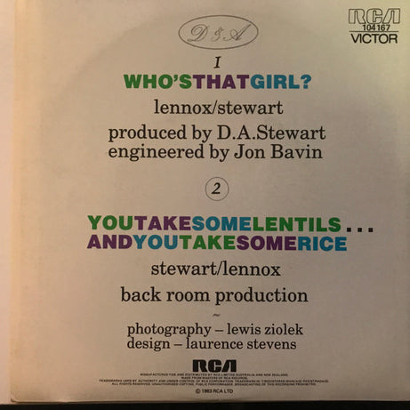 Eurythmics : Who's That Girl? (7", Single)