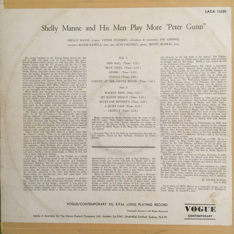 Shelly Manne & His Men : Shelly Manne And His Men Play More 'Peter Gunn' (LP, Mono, Fli)