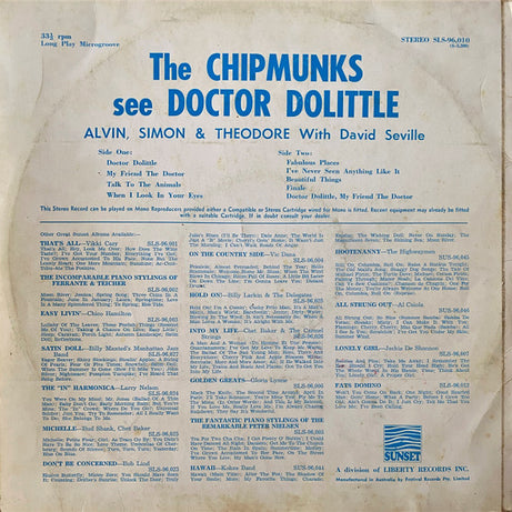The Chipmunks : The Chipmunks See Doctor Dolittle (LP, Album)
