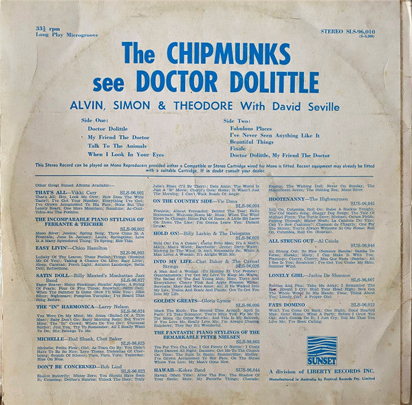 The Chipmunks : The Chipmunks See Doctor Dolittle (LP, Album)