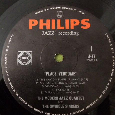 Les Swingle Singers, The Modern Jazz Quartet : Place Vendome, The Swingle Singers With The Modern Jazz Quartet (LP, Mono, Fli)