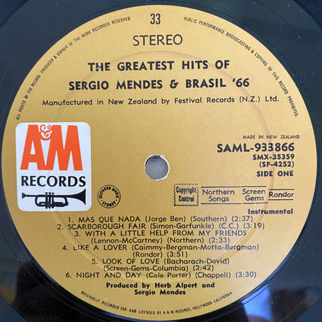 Sérgio Mendes & Brasil '66 : Greatest Hits (LP, Comp)