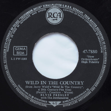 Elvis Presley : I Feel So Bad / Wild In The Country (7", Single, Mono)
