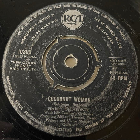 Harry Belafonte : Cocoanut Woman / Island In The Sun (7", Lab)