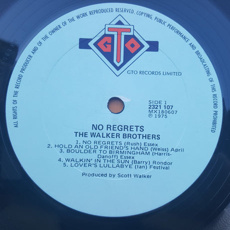 The Walker Brothers : No Regrets (LP, Album, ARC)