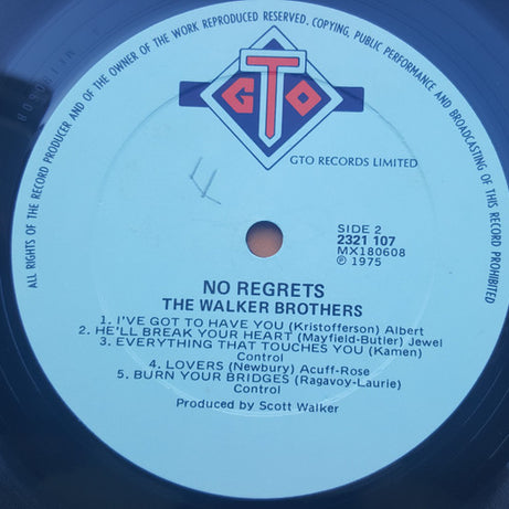 The Walker Brothers : No Regrets (LP, Album, ARC)
