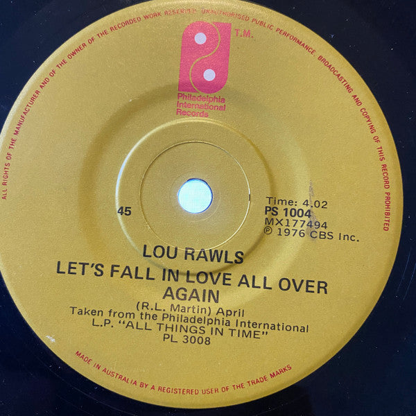Lou Rawls : You'll Never Find Another Love Like Mine / Let's Fall In Love All Over Again (7", Single)