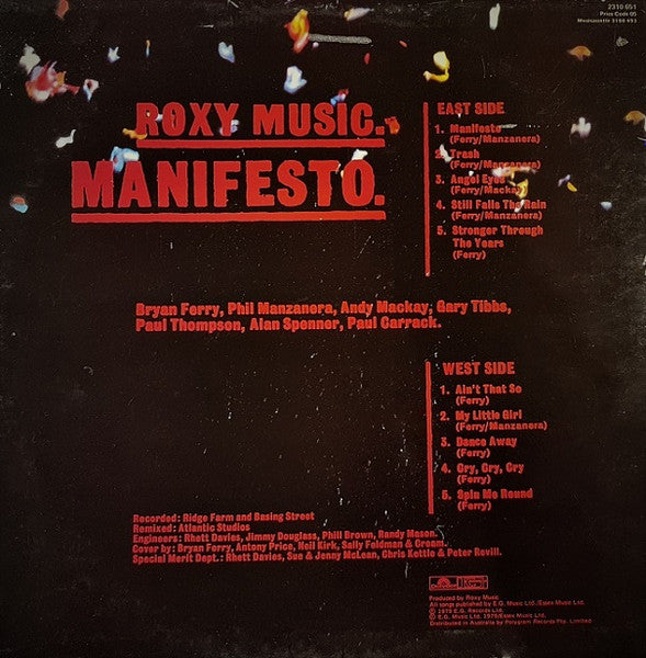 Roxy Music : Manifesto (LP, Album)