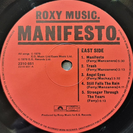 Roxy Music : Manifesto (LP, Album)