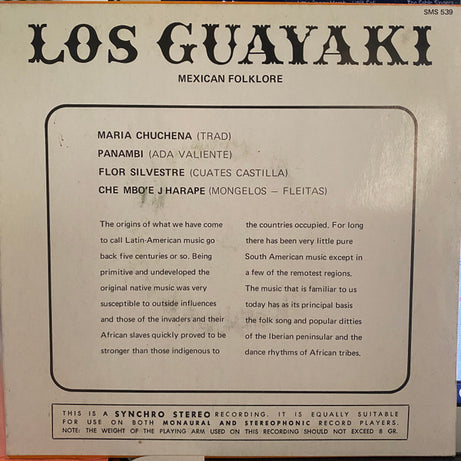 Los Guayaki : Chants, Danses Et Rythmes D'Amérique Latine (7", EP)
