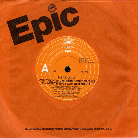 Meat Loaf : You Took The Words Right Out Of My Mouth (7")