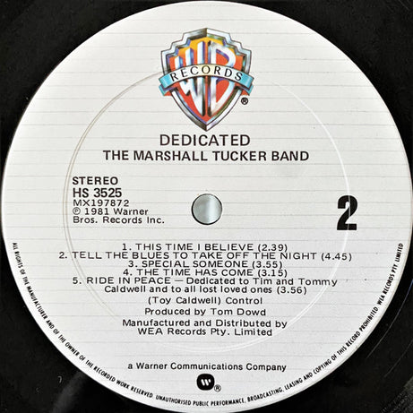 The Marshall Tucker Band : Dedicated (LP, Album)