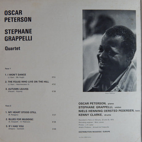 Oscar Peterson - Stephane Grappelli Quartet* : Oscar Peterson - Stephane Grappelli Quartet Vol. 2 (LP, Album, Gat)