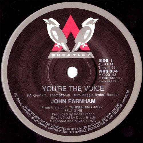 John Farnham : You're The Voice (7", Single)