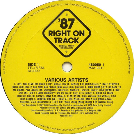 Various : '87 Right On Track (LP, Comp)
