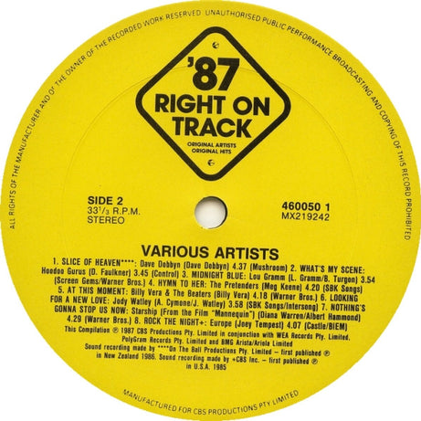 Various : '87 Right On Track (LP, Comp)