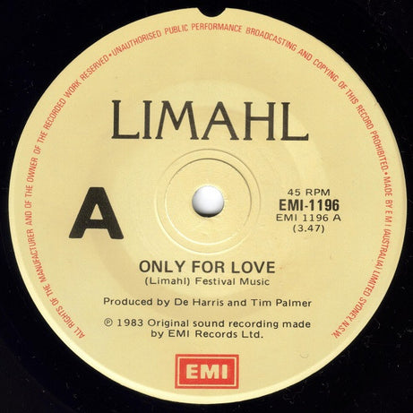Limahl : Only For Love (7", Single)
