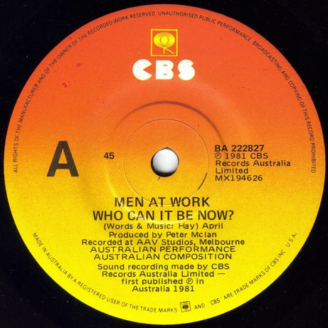 Men At Work : Who Can It Be Now? (7", Single)
