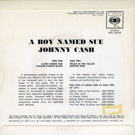 Johnny Cash : A Boy Named Sue (7", EP)