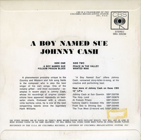 Johnny Cash : A Boy Named Sue (7", EP)