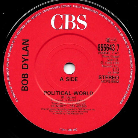 Bob Dylan : Political World (7", Single)