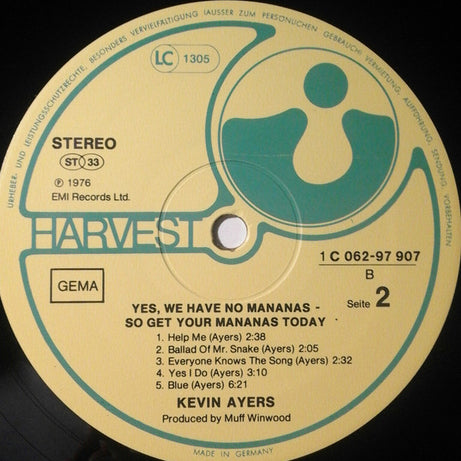 Kevin Ayers : Yes We Have No Mañanas, So Get Your Mañanas Today (LP, Album)