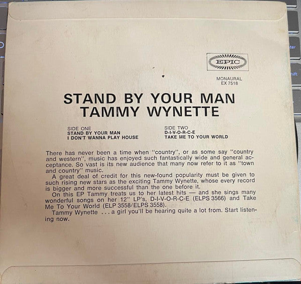Tammy Wynette : Stand By Your Man (7", EP, Lab)