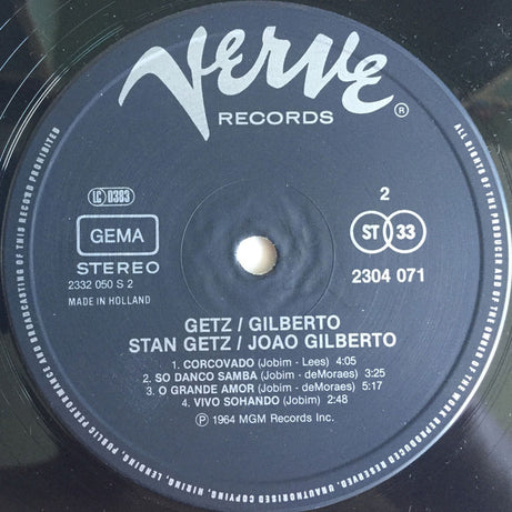 Stan Getz / Joao Gilberto* : Getz / Gilberto (LP, Album, RE)