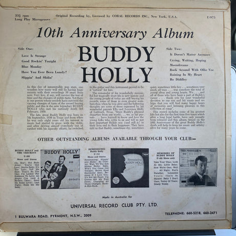 Buddy Holly : 10th Anniversary Album (LP, Comp)