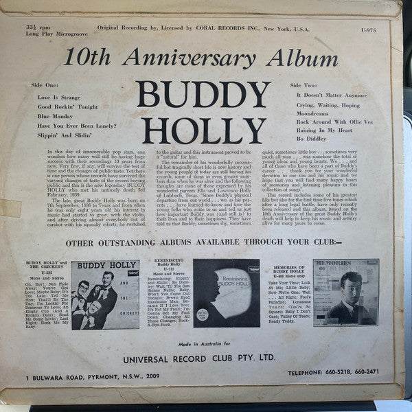 Buddy Holly : 10th Anniversary Album (LP, Comp)