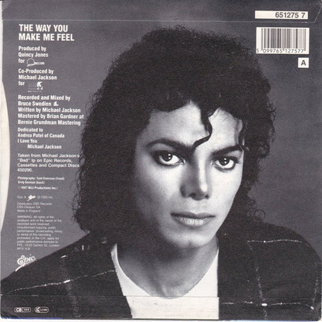 Michael Jackson : The Way You Make Me Feel (7", Single)