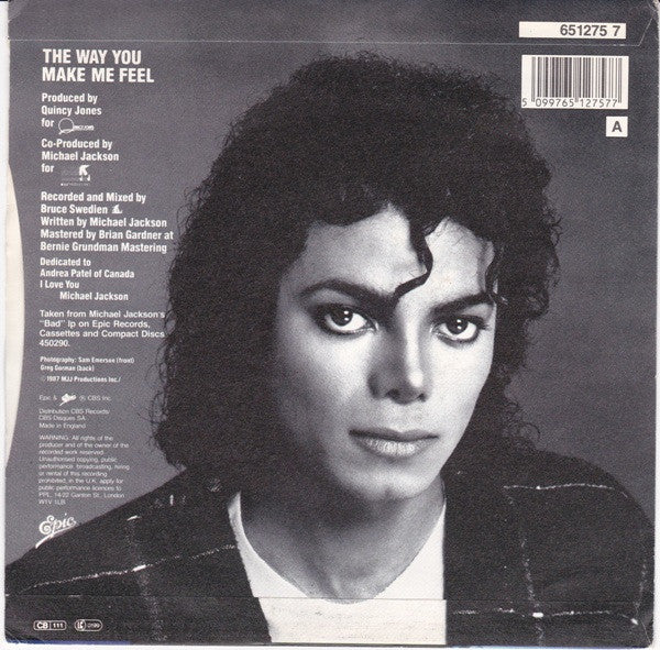 Michael Jackson : The Way You Make Me Feel (7", Single)