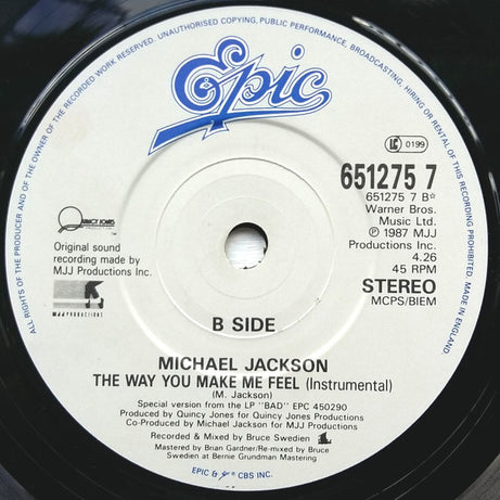 Michael Jackson : The Way You Make Me Feel (7", Single)