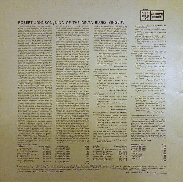 Robert Johnson : King Of The Delta Blues Singers (LP, Comp, Mono, RP)