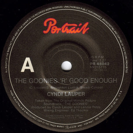 Cyndi Lauper : The Goonies 'R' Good Enough (7", Single)