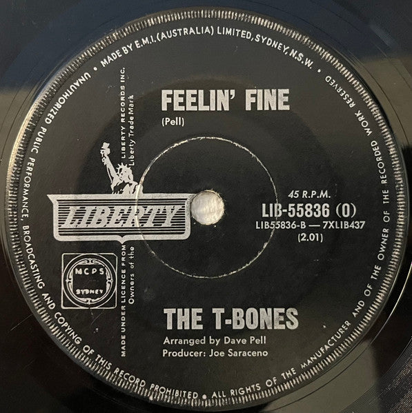The T-Bones : No Matter What Shape (Your Stomach's In) / Feelin' Fine (7", Single)