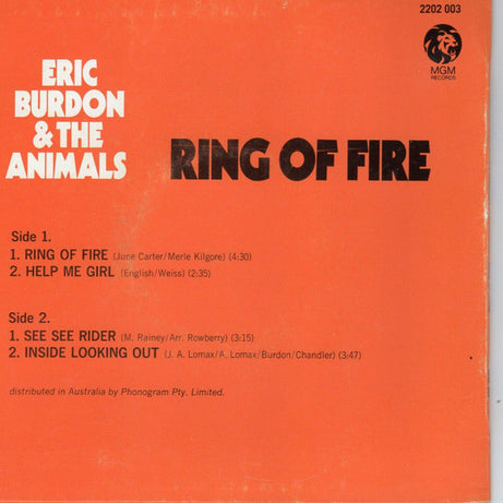 Eric Burdon & The Animals : Ring Of Fire (7", EP)