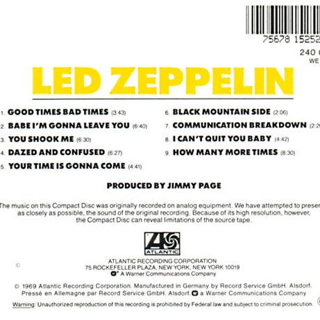 Led Zeppelin : Led Zeppelin (CD, Album, RE)