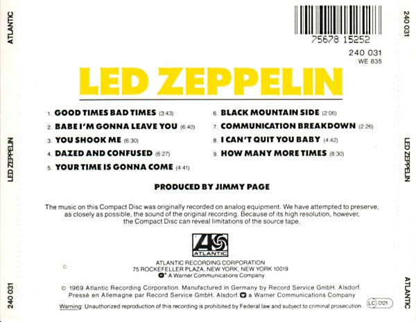 Led Zeppelin : Led Zeppelin (CD, Album, RE)