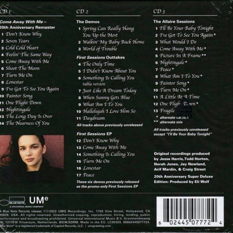 Norah Jones : Come Away With Me (CD, Album, RE, RM + 2xCD, Comp + Dlx, 20t)