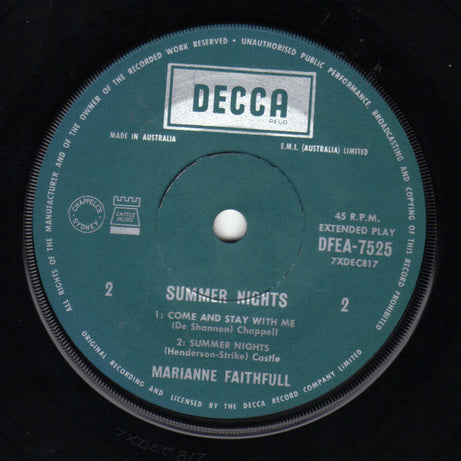 Marianne Faithfull : Summer Nights (7", EP, Mono)