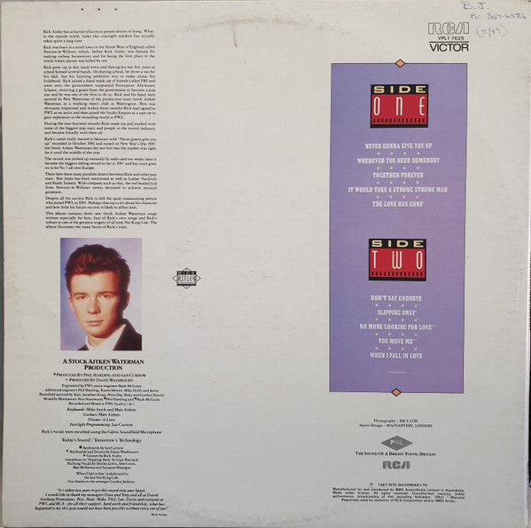 Rick Astley : Whenever You Need Somebody (LP, Album, RE, Gat)